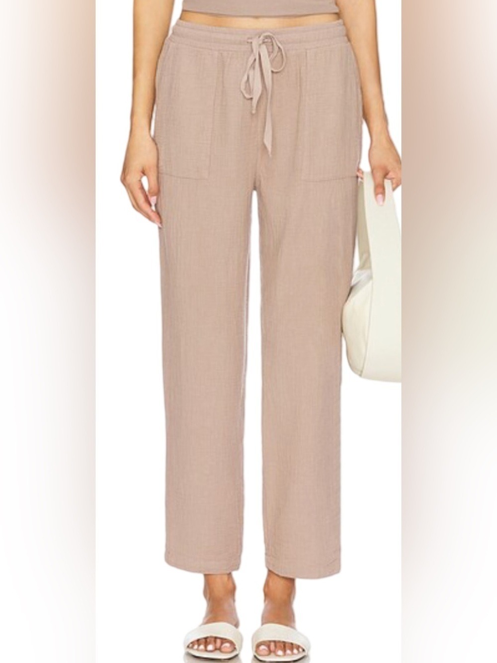 Bobi Women's Gauze Drawstring Pants - Mushroom Straight-Leg XL NWT
